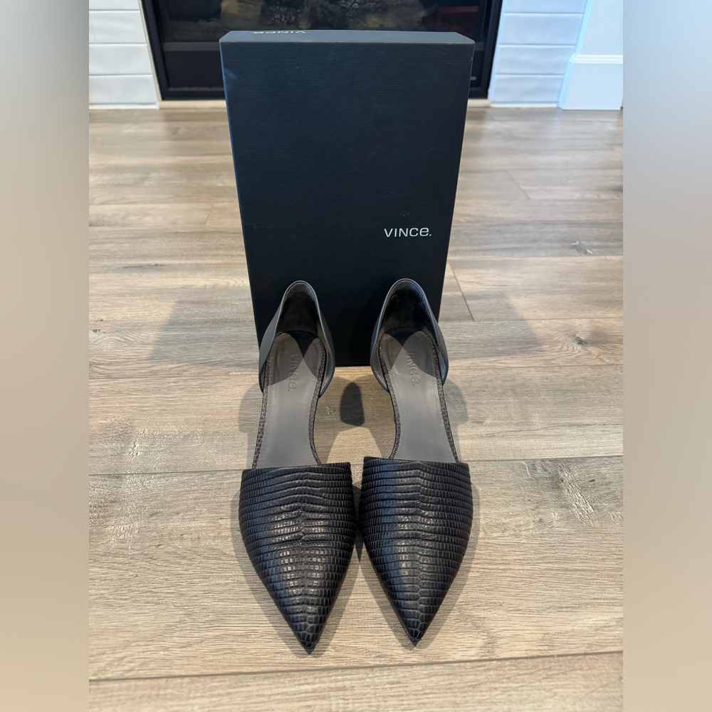 Vince Aurelian graphite leather heels.